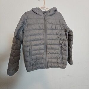 Eddie Bauer YOUTH Boys PUFFER Jacket Coat Gray Full Zip Size XS 5/6 Winter Warm